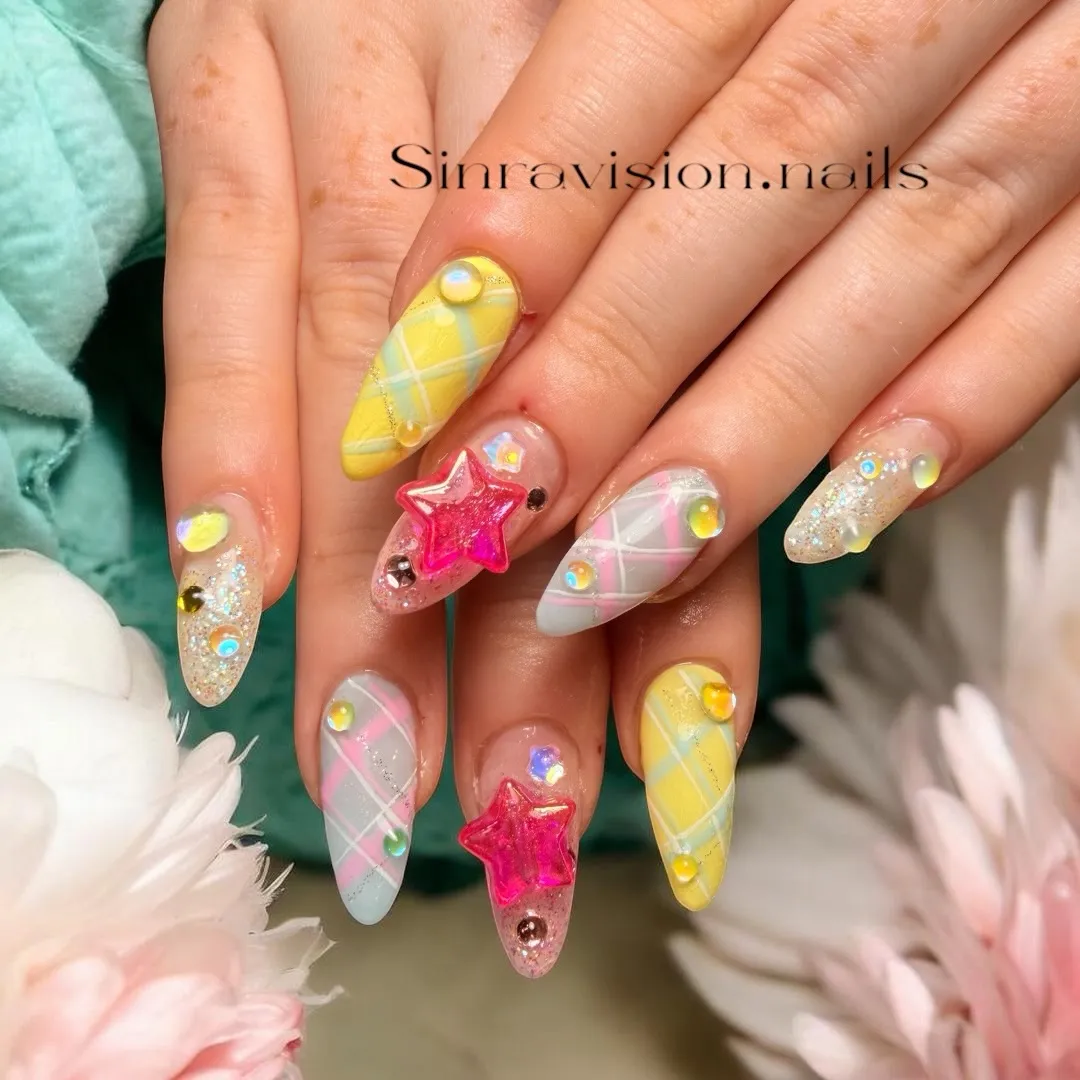 🌼🌼🌼チェックと星🌼🌼🌼
